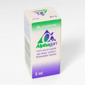 알파간 점안액 0.2% 5ml 정품 상자와 브리모니딘 성분 표시