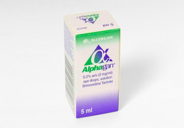 알파간 점안액 0.2% 5ml 정품 상자와 브리모니딘 성분 표시